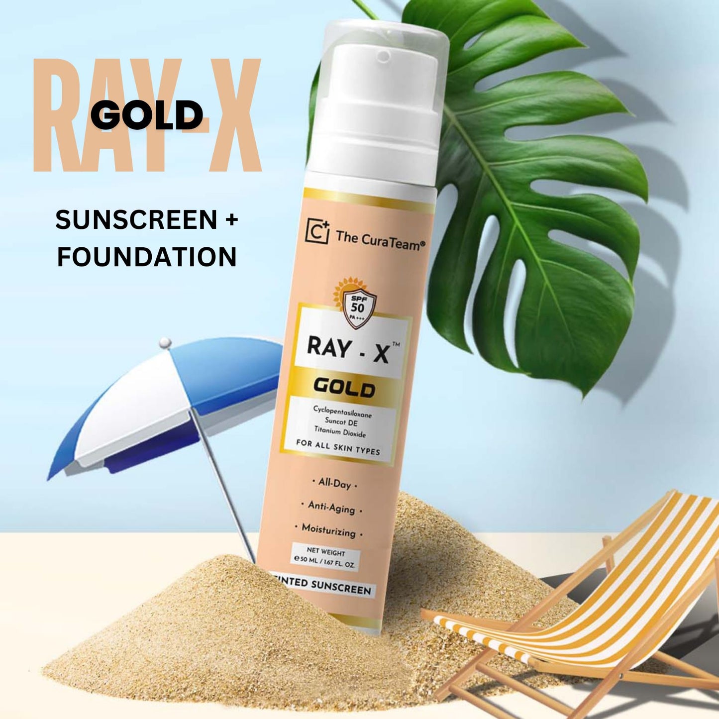 RAY-X™ GOLD Tinted + Foundation Sunscreen 50 SPF PA+++